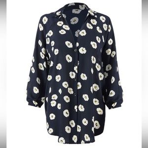 CAbi Floral Print Button Front Shirt